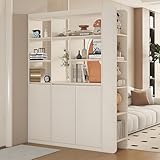 Modern Room Divider with Shelves, Multi-Functional Storage Cabinet for Entryway, Living Room, and Office Privacy Partition
