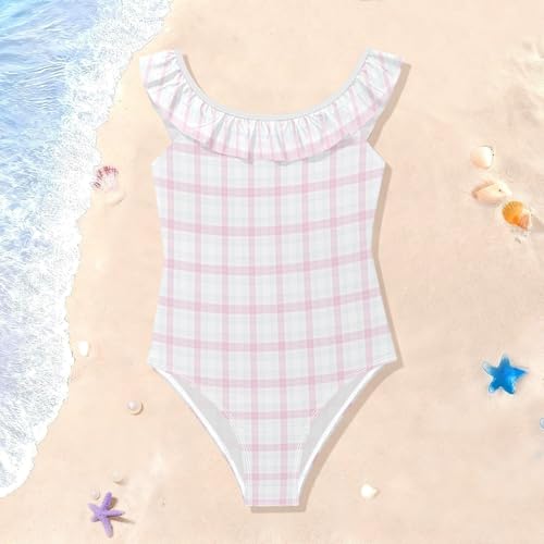 Maillot de bain fille à séchage rapide bleu poudré damier