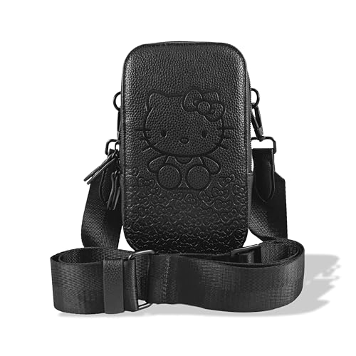 Sonix x Sanrio Universal Phone Pouch | Crossbody Bag for Cell Phone, 3-in-1 Phone Purse Wallet | Hello Kitty Black Bows | Vegan Pebbled Leather - Matte Black