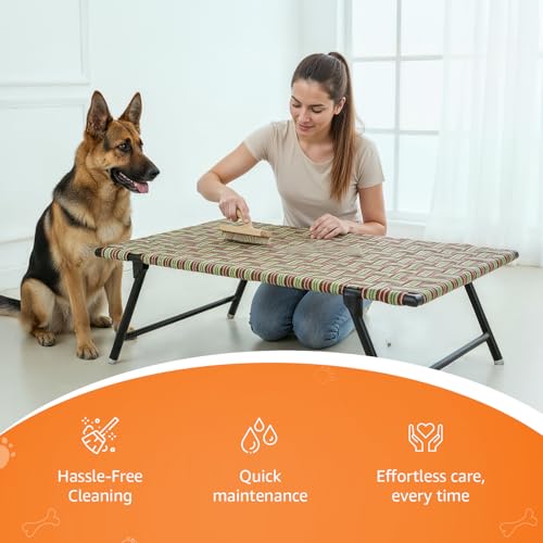 Image of Amazon Basics Leg Fold Dog Pet Bed | Durable Nylon Niwar | 42 x 36 x 12 Inch | Multi-Color
