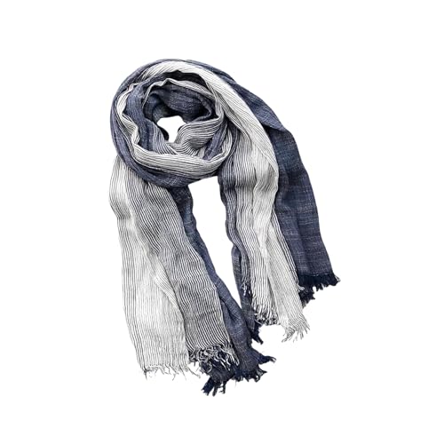 ANKOMINA Unisex Striped Cotton Linen Long Scarf Fashion Warm Lightweight Scarves Wraps with Fringed Edges for Women Men2