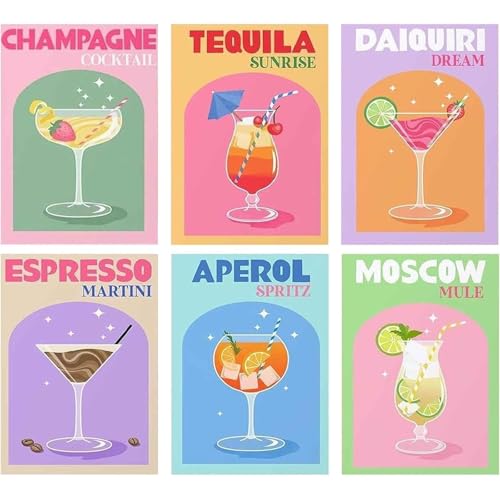 6 Pack Cocktail Diamond Art Kits for Adults - Diamond Painting Kits for Adults,Cocktail 5D Diamond Art for Gifts and Home Wall Decor 10x12inch by Ycydilirab - Used condition - CA$23.08