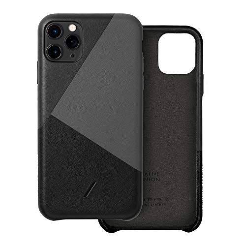 Native Union Clic Marquetry Case - Handcrafted with Italian Nappa Leather Cover Fully Wrapped Leather Finish for Sleek Protection- Compatible with iPhone 11 Pro Max (Black)