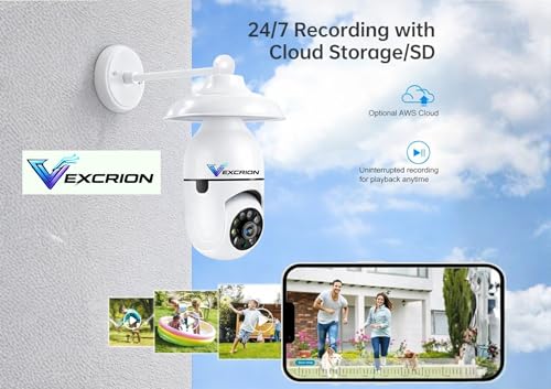 Image of 2MP HD WiFi Bulb Camera 360 PTZ Night Vision Home CCTV Cam Security Camera (128 GB)