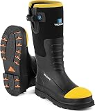 Trudave Steel Toe Rubber Boots for Men with Steel Shank, Anti Slip Waterproof Mens Mud Boots Hunting Work Boots, Durable Rain Boots for Construction, Farming