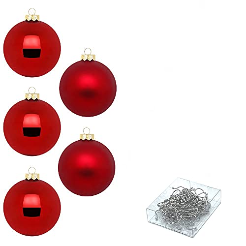 INGE-Glas Kugeln, 36tlg 4cm Glas Premium, Öko-Verpackung und Haken 50 Stück (Chianti)