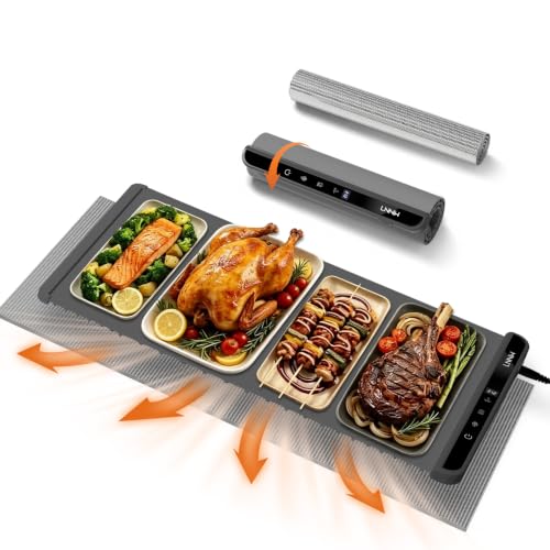 Image of Warming Mat for Food, 36x15 Inch, Dark Grey, Fast Heat, Child Lock