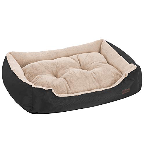FEANDREA Cama para Perro, Cojín Reversible, 70 x 55 x 21 cm, Negro PGW03BGV1