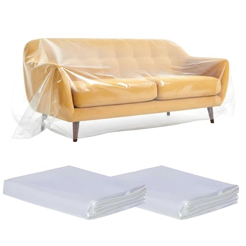 QFWFG 2 Pack Plastic Sofa Cover, Waterproof Sofa Storage Cover Bag & Couch Protector for Furniture (Sofas, Beds, Couches) - Proof Dust Furniture Pet Couch Covers 300x200cm