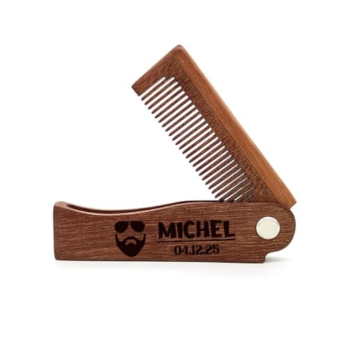 Peigne À Barbe En Bois Personnalisé, Peigne À Barbe En Bois De Santal Gravé Sur Mesure, Peigne À Barbe For Homme Personnalisé, Cadeau De Toilettage For Mari Ou Petit Ami