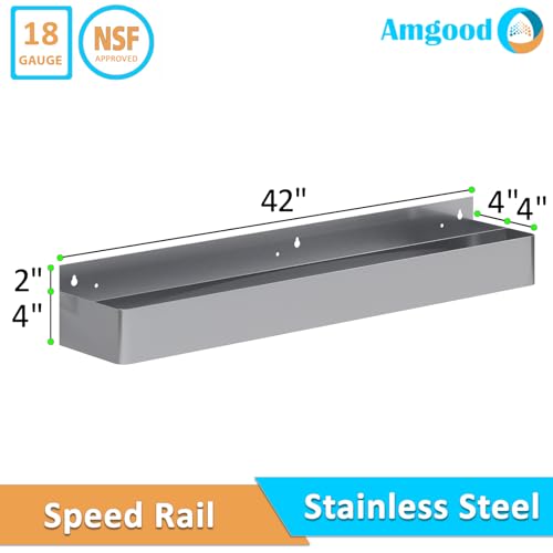 Image of AmGood 42 in. Abreast Double-Tier Stainless Steel Speed Rail Rack - Liquor Bottle Organizer for Bars, Restaurants, Nightclubs, and Home Bars