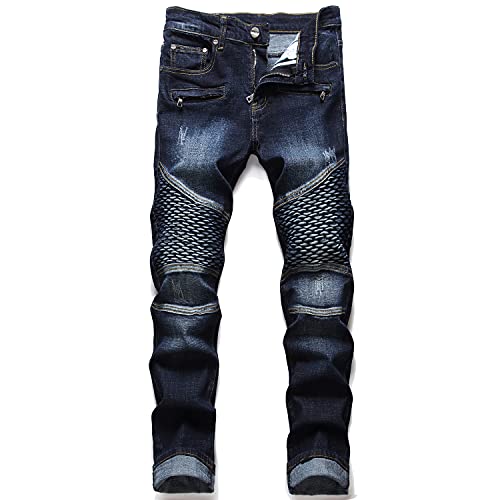 RXXKKK Men’s Classic Zipper Biker Regular Fit Flex Jean