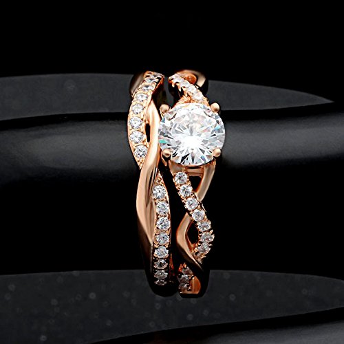 Ginger Lyne Collection Queena Bridal Wedding Ring Set For Women Rose Gold Over Sterling Silver Twist Vine Setting With 1 Carat Cubic Zirconia Engagement And Band Jewelry #TOP3