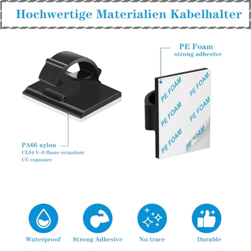 KLJ kabelhalter Haken Lichterkette selbstklebend klebehaken Schwarz,50 Pack mini kleine Lichterkette Befestigung Fenster Indoor and Outdoor klebehaken kabelclips selbstklebend Halterung
