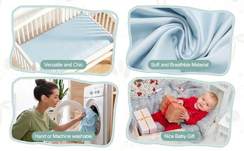 Image of 4 Pack Bassinet Fitted Sheets Compatible with 21 inch x 35 inch Amke, Ezebaby, Evolur Stellar and Mereryi Baby Bassinet, Soft and Skin-Friendly, Blue Dolphin & Cloud
