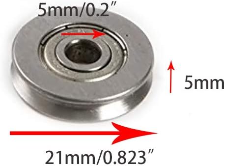Industrial Bearing Steel V Groved Wire Pulley Bearing Wheels Roller V Groove Sealed Guide Rail Ball Bearings 5x22x5mm, 5 Pcs