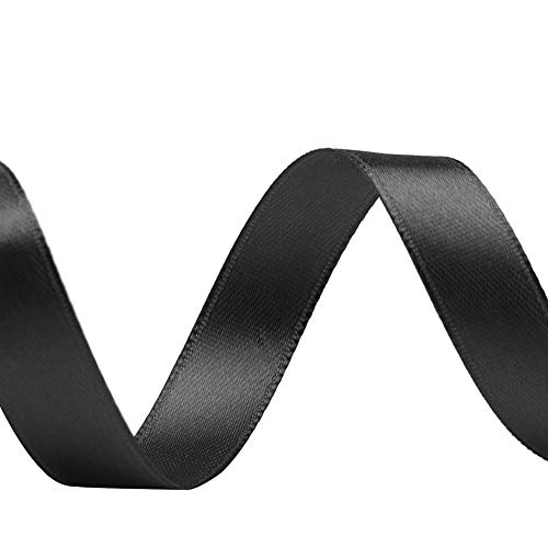 Image of Solid Color Double Faced Black Satin Ribbon 1 /2 inch X 50 Yards, Ribbons Perfect for Crafts, Wedding Decor, Bow Making, Sewing, Gift Package Wrapping and More