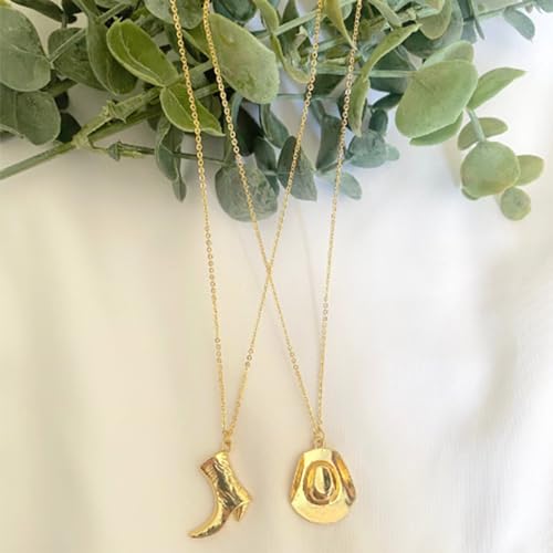 MIFYNN Cowboy Boot Necklace for Women Cowgirl Boot Hat Necklaces 14K Gold Layered Hat Boot Pendant Necklaces Western Country Jewelry Gifts4