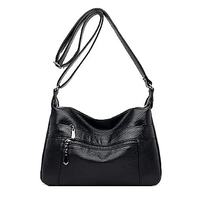 Sacmill Borse a tracolla in pelle Multi Pocket Soft Ladies Borsa a tracolla in pelle leggera con tracolla regolabile