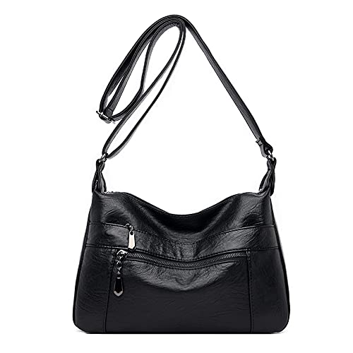 Sac à Bandoulière en cuir pour Femmes Multi - poches Sac à main en cuir Souple pour Femmes Léger, Bandoulière Réglable