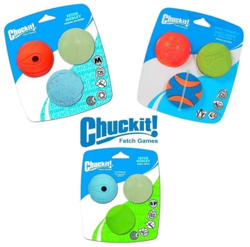 Image of Chuckit! Fetch Pack Dog Balls - Interactive Dog Toys, High-Bounce Fetch Ball, Floating Ultra and Rugged Balls, Durable - Size Small, 2-inch Diameter, Set of 3 (Pack of 12)