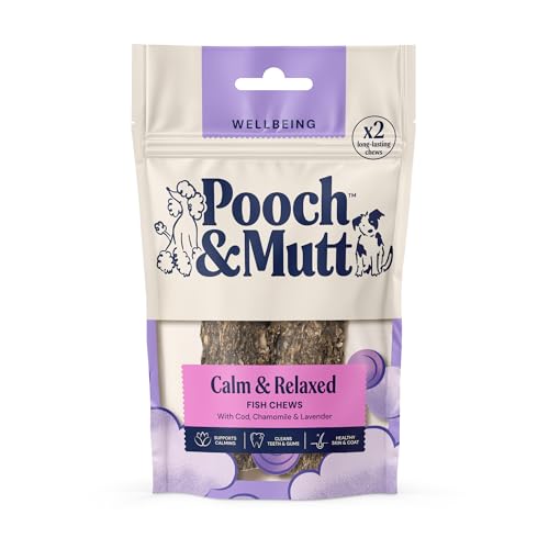 Pooch & Mutt - Calming Chew Treat, Long Lasting Fish Hide Chews for Calming, 90g (2 chews) (packaging may vary)