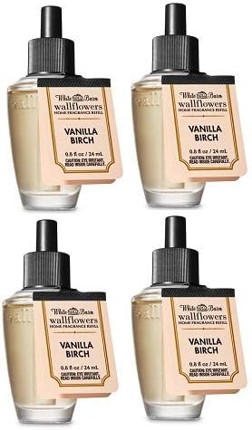 Bath and Body Works - Paquete de 4 fragancias de flores de abedul y vainilla, 0.8 onzas