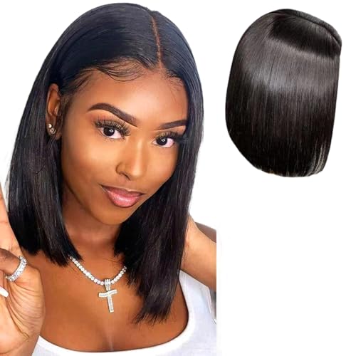 Human Hair Wig,Bob Wig Human Hair, 14 Inch Short Straight Black Human Hair Wig, HD Lace Front Wig Pre Plucked Wigs for Black Women