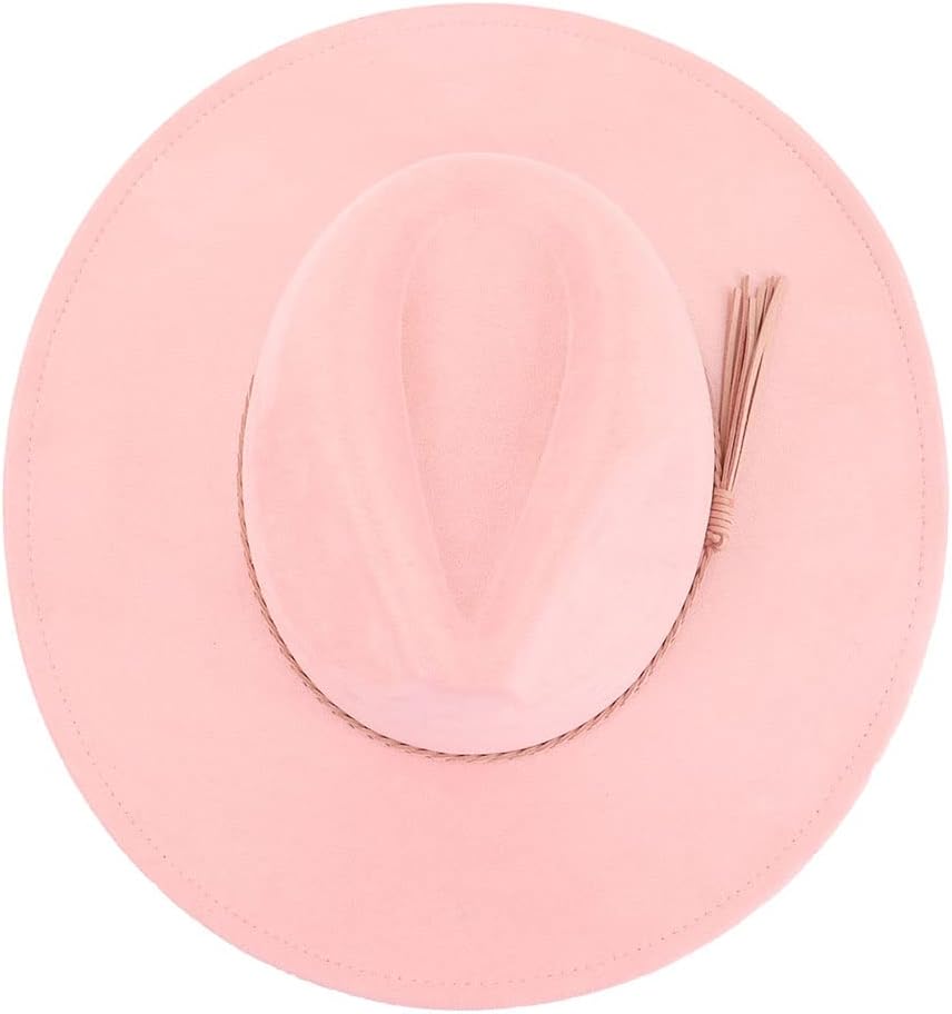 LIDHAY Big Wide Brim Fedora Hats for Women Men Western Suede Hat Large Felt Panama Hat Rancher Hat