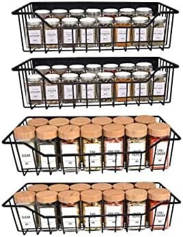 Magnetic Spice Rack 4 Pack Strong Magnetic Shelf Refrigerator Spice Storage Shelf for Small Kitchen, Apartment, Metal Cabinet for Holding Spices, Jar, Bottle, Beverage, Oil, Salt, Pepper