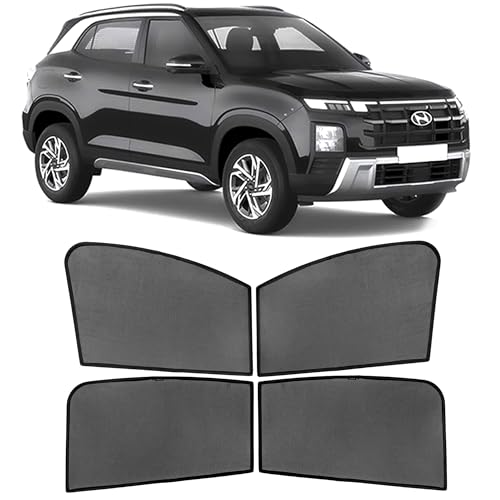 Image of Autostory Custom Fit Black Mesh Car Sunshade for Creta 2025 Onwards | UV & Heat Protection Car Window Curtains | Privacy Car Sun Shade | Breathable Vehicle Specific Side Window Shades