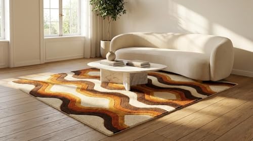 10x14 Feet Hand Tufted Wool Area Rug Retro Geometric Abstract
