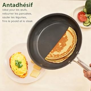 Cookersway Poele Ceramique Revêtement 20/26cm Antiadhésives-Poele Induction, Sans Ptfe/Sans Pfas/Sans Pfoa, Pour A Crepe, A Pancakes, A Oeuf, Poêle Inox, Anti Adhesive Induction Crêpes