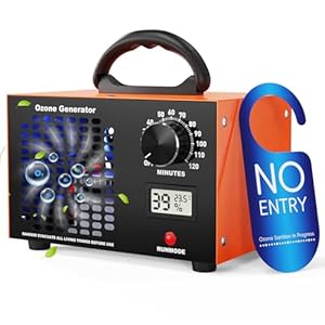 Ozongenerator 60000mg/h Ozongerät - Ozon Luftreiniger,120-Minuten-Ti... Temperatur- und Feuchtigkeitsanzeige,Ozonis... Industrieller O3 für Auto Wohnung Hotels Küche und Haustiergerüche