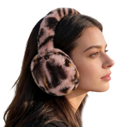 Orejeras de invierno para mujer con diadema cálida de leopardo