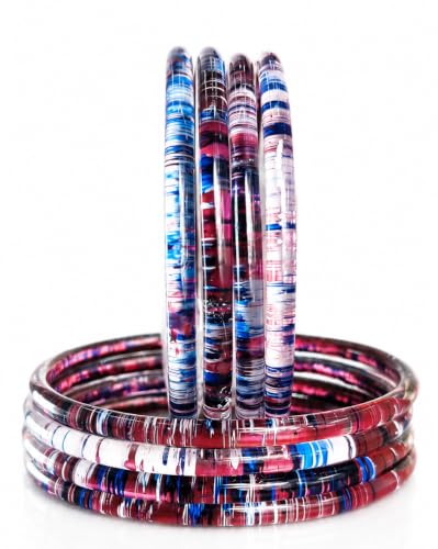 Image of NMII Premium Glass Bangle Set for Women | Multicolor Designer Kangan | Fancy Kanch ki Chudiya | 3D Transparent Chudi Set | Wedding & Festive Occasions Bangles