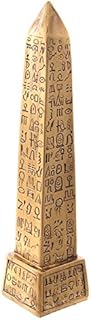Golden Resin Egyptian Obelisk with Hieroglyphics. Egyptian Figurine.
