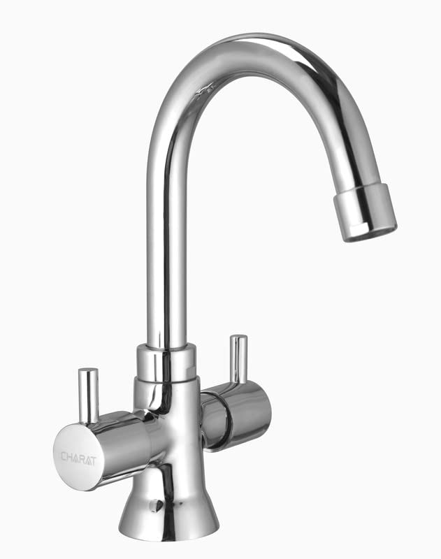 CHARAT Fern Centre Hole Basin Mixer Tap Faucet Hot and Cold Deck