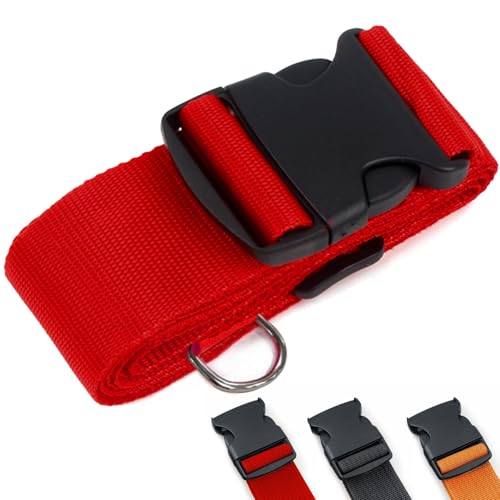 Image of Car Seat Belt Strap to Suitcase, Car Seat Travel Strap with Heavy Duty Metal Buckle, Fixing Baby Car Seat to Luggage, Safe Travel Solution for Transport (Red)