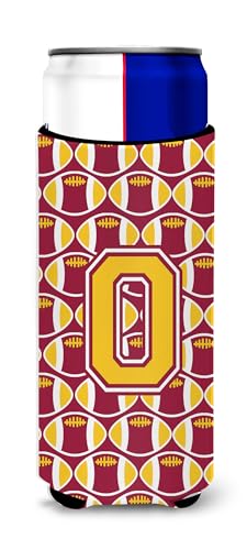 Letter O Football Maroon and Gold Ultra Beverage Insulators for slim cans CJ1081-OMUK