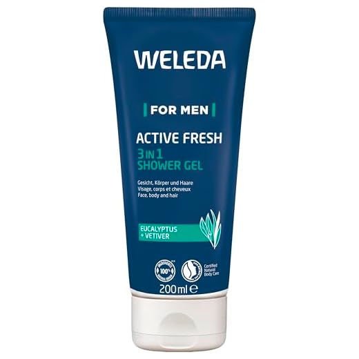 WELEDA Bio For Men 3in1 Duschgel & Shampoo ACTIVE FRESH vegan - Naturkosmetik Männer Duschseife & Haarpflege mit Eukalyptus & Vetiver Duft. Natürliche Dusche zur Reinigung von Haut & Haar (1x 200ml)