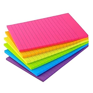Early Buy Lined Sticky Notes with Lines 4×6 Self-Stick Notes 6 Bright Color 6 Pads, 45 Sheets/Pad