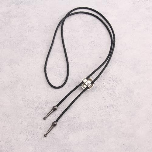 Image of Jeilwiy Bolo Tie for Men Western Cowboy Tie Necklace Gold Bolo Tie Leather Necktie Halloween Tie Accessories for Women