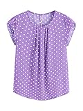 Milumia Women's Elegant Polka Dots Print Cap Sleeve Keyhole Back Work Blouse Top Purple Small