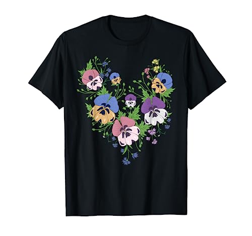 Pansies Floral Retro Jardinería Ucraniano Vyshyvanka Estilo Camiseta