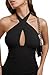 REORIA Women's Sexy Mini Dress Halter Sleeveless Backless Bodycon Criss Cross Ruched Short Dresses Party Night Club Outfits Black Onyx Large