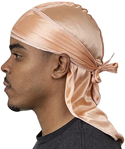 Veeta Superior Silky Durag (Multiple Colors) - Smooth Silk Fabric | Maximum Compression & Comfort (Rose Gold)