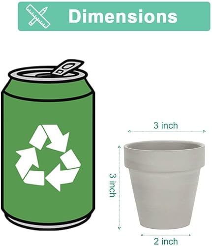 Miniatura 2 de vensovo Macetas de terracota gris de 3 pulgadas con drenaje, paquete de 20 macetas de arcilla, macetas de guardería para suculentas, ideales para