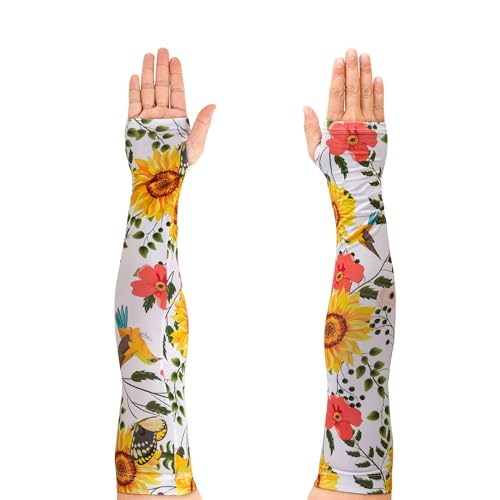 Qchengsan Gardening Sleeves,Floral Garden Sleeves For Women,Thorn Proof Farm Sun Protection Cooling Arm Sleeves for Gardening (Floral Y13)