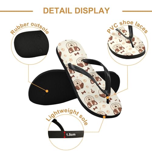 Dog Bone Beige Flip Flops for Beach Thong Sandals Anti-slip Lightweight Shower Shoes for Summer Outdoor Travel3